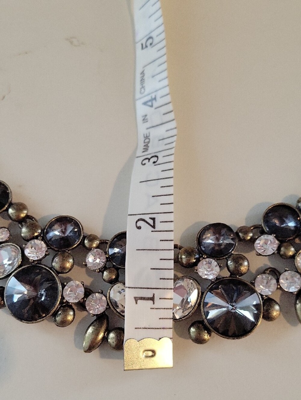 The Limited Antique Gold Floral Crystal Bib Necklace in Gray and Clear - Picture 8 of 11